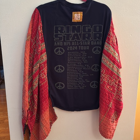 RINGO STARR Kantha Band TShirt Poncho Top w sleeves Handmade Boho One of a Kind - Picture 3 of 4